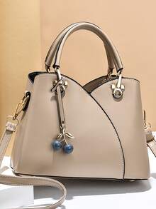 Minimalist Novelty Bag With Bag Charm, Mother's Day Gift For Mom - Apricot - View 2