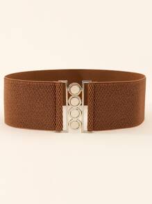 對稱扣鬆緊腰帶 - 棕色 - 查看 1