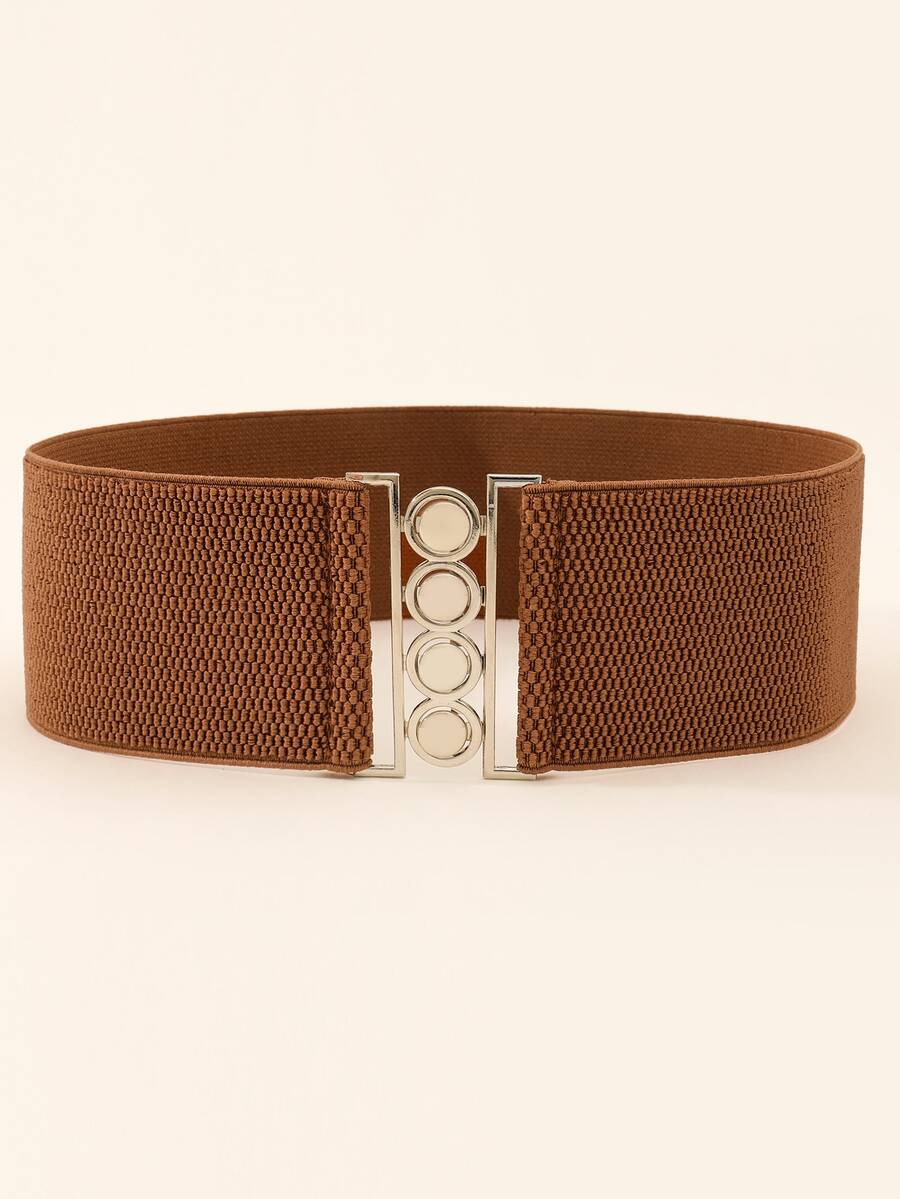 對稱扣鬆緊腰帶 - 棕色 - 查看 1