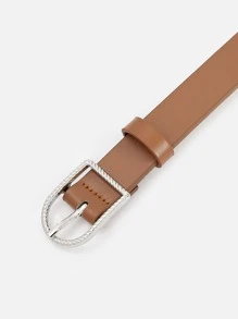 紋理質感幾何搭扣皮帶 - 駝色 - 查看 3