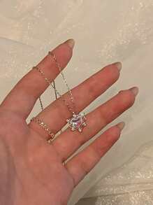 水鑽裝飾鏈條樣式項鍊 - 銀色 - 查看 6