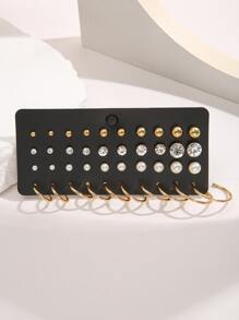 20 cặp/bộ Đồ trang trí Rhinestone & Faux Pearl  Hoa tai 20 đôi Ngọc trai Giả Khối Zirconia  Hoa tai Bông tai stud Của phụ nữ Phụ kiện Thời trang 2023 - Vàng - Xem 2