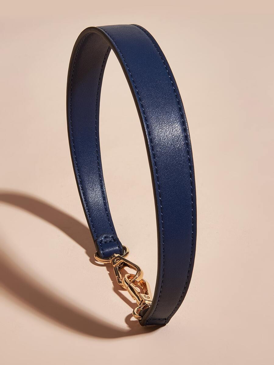 100% PU 皮革肩带包带手提包手柄短包带钱包配金色扣长肩带 - 藏蓝色 - 查看 1