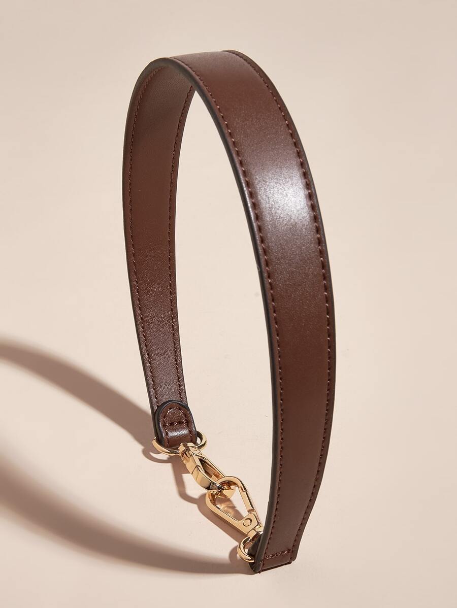 100% Pu Leather Shoulder Strap Bag With Handbag Handle Short Bag Strap Wallet With Gold Buckle Long Shoulder Strap - Coffee Brown - View 1