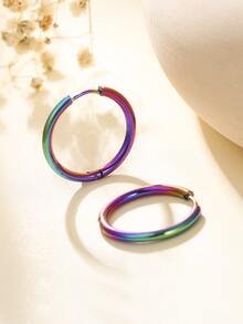 Holographic Hoop Earrings - Multicolor - View 5