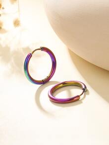 Holographic Hoop Earrings - Multicolor - View 2