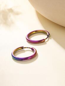 Holographic Hoop Earrings - Multicolor - View 5