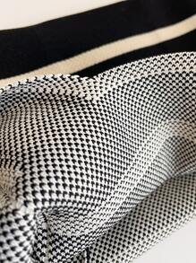 手工針織手提包女士迷你打結手腕包休閒顏色寬條紋格紋托特包學生購物袋 - 彩色 - 查看 6