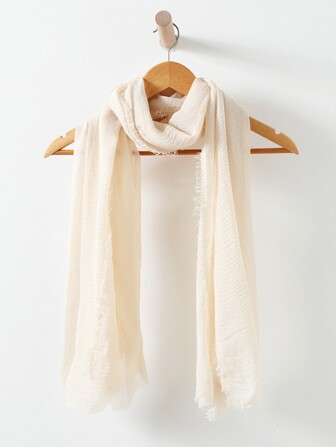 1pc Solid Raw Trim Scarf For Daily Life For Outdoor And Traveling Winter Fall