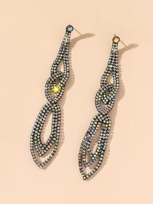 復古閃亮俱樂部酒吧流蘇水晶鑲嵌耳釘結婚舞會畢業珠寶 - 彩色 - 查看 2