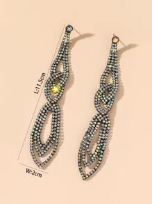 復古閃亮俱樂部酒吧流蘇水晶鑲嵌耳釘結婚舞會畢業珠寶 - 彩色 - 查看 3