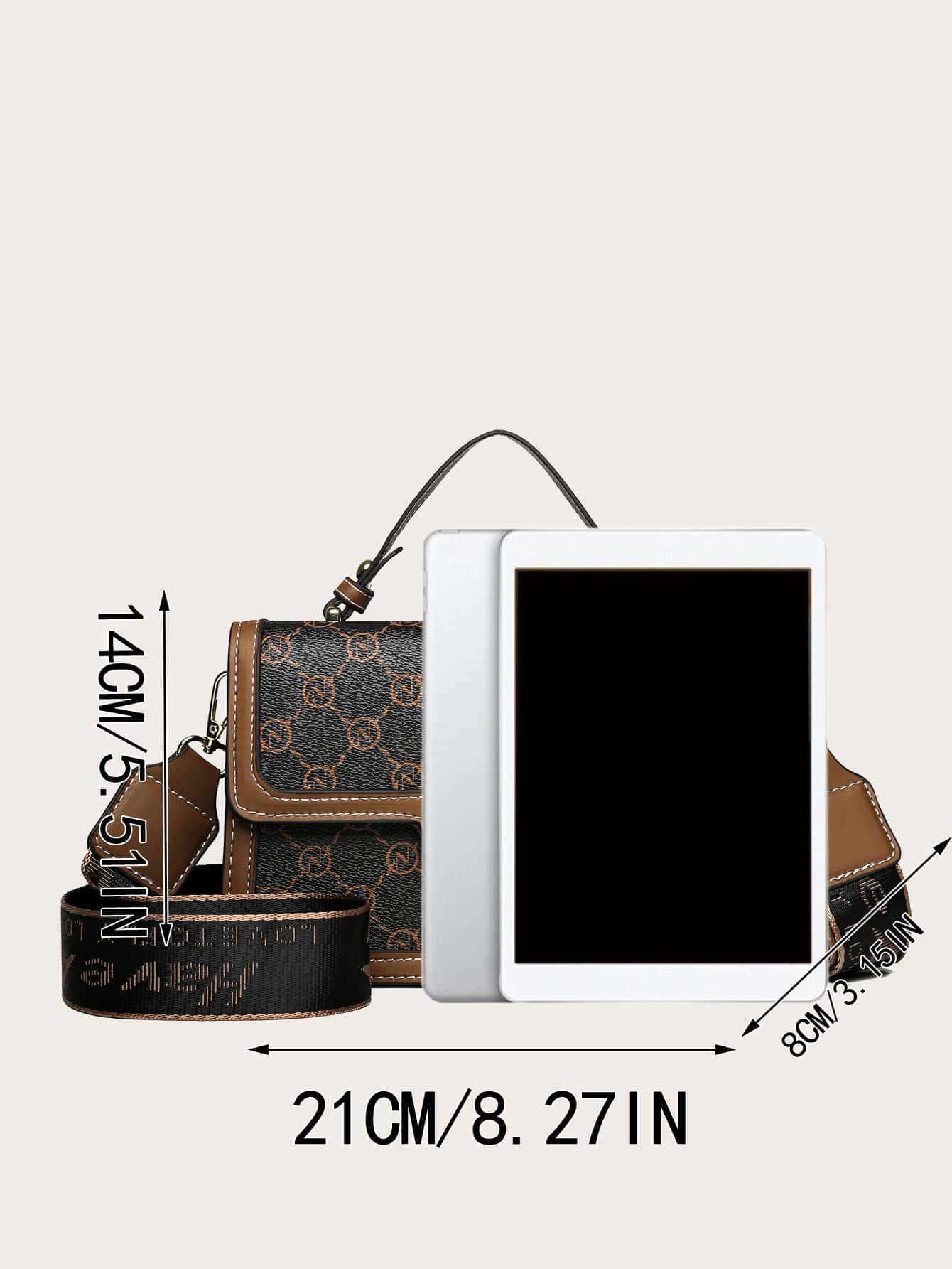 Bolsa quadrada padrão geométrico aba - Multicolorido - Visão 3