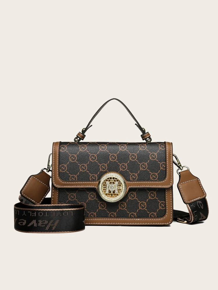 Bolsa quadrada padrão geométrico aba - Multicolorido - Visão 6