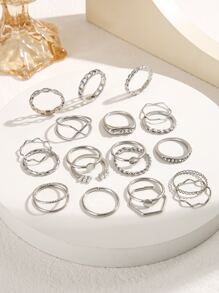 17KM 20pcs/Set Rhinestone Decor Ring