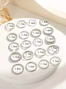 17KM 20pcs/Set Rhinestone Decor Ring
