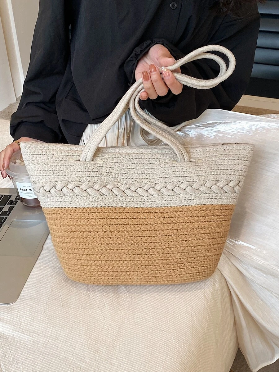 雙色鉤針編織袋 - 彩色 - 查看 1