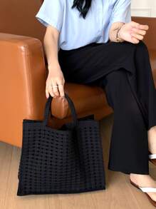 Minimalist Crochet Bag - Black - View 3