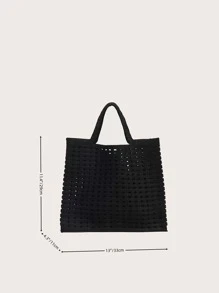 Minimalist Crochet Bag - Black - View 5