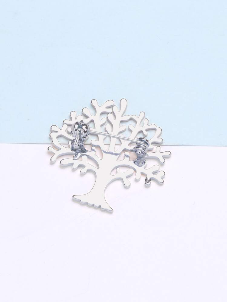Tree Design Brooch - Silver - View 2
