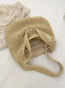 Vacation Straw Bag For Summer - Beige - View 4