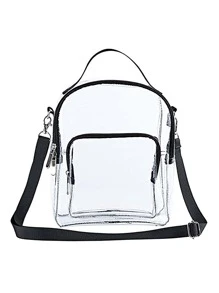 透明斜挎袋，適用於在體育場館、學校和節日中使用，防水透明沙灘運動野餐小吃包，可供女性使用