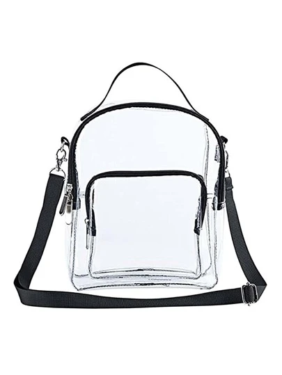 透明斜挎袋，適用於在體育場館、學校和節日中使用，防水透明沙灘運動野餐小吃包，可供女性使用