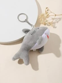 可爱 1 件卡通鲨鱼毛绒玩偶钥匙扣吊坠柔软填充手提包装饰，灰色汽车配饰包饰学校哥特 Y2k 万圣节配饰教师节包饰挂绳带身份证夹汽车配饰包饰 - 彩色 - 查看 1