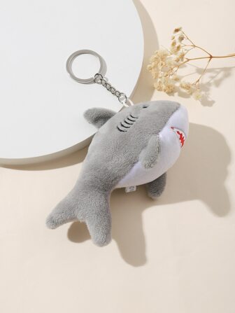 Cute 1pc Cartoon Shark Plush Doll Keychain Pendant Soft Stuffed Handbag Ornament, Gray Car Accessories Bag Charm School Goth Y2k Halloween Accessories Teachers Day Bag Accessories Lanyards With Id Holder Car Accessories Bag Charms