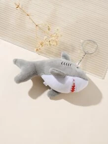 可爱 1 件卡通鲨鱼毛绒玩偶钥匙扣吊坠柔软填充手提包装饰，灰色汽车配饰包饰学校哥特 Y2k 万圣节配饰教师节包饰挂绳带身份证夹汽车配饰包饰 - 彩色 - 查看 3