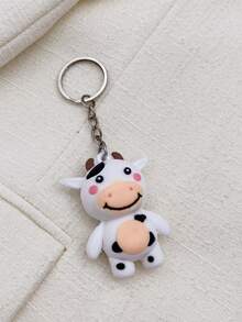 De Bolso Con Diseño De Vaca De Dibujos Animados, Nuevos Accesorios De Bolsa Creativos Con Llavero De Vaca De Dibujos Animados Lindos, Regalo De Decoración De Accesorios De Bolsa Para Chicas Adolescentes, Estudiantes Universitarios, Novatos Y Trabajadores De Cuello Blanco. Llaveros Encantadores Para Encadenamientos Therian - Blanco y Negro - Ver 8