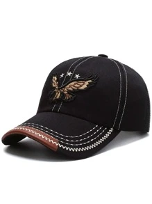 男士鷹刺繡棒球帽，街頭風格 - 黑色 - 查看 1