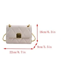 Quilted Square Bag Twist Lock White Elegant - Beige - View 3