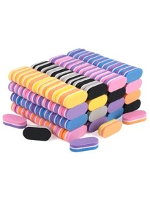 50片随机彩色迷你指甲抛光块打磨锉海绵指甲抛光器专业美甲工具，适用于亚克力指甲护理，打造最佳自然指甲护理效果