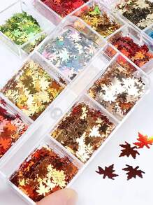 1box Maple Leaf Design Nail Art Sequin - Multicolor - View 5