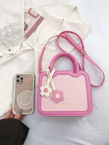 Mini Letter Graphic Flower Decor Square Bag - Multicolor - View 2