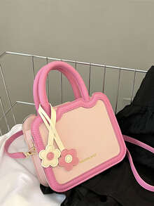 Mini Letter Graphic Flower Decor Square Bag - Multicolor - View 5