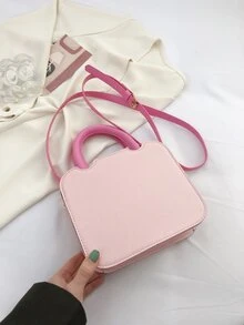 Mini Letter Graphic Flower Decor Square Bag - Multicolor - View 8