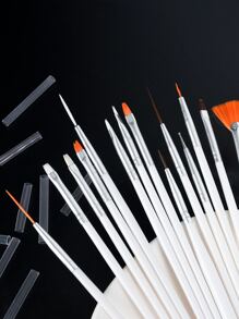 美甲刷套裝，15入組凝膠美甲繪畫套件刷子，花卉繪圖筆凝膠指甲油繪畫刷美甲筆套件美甲美甲拋光筆工具，適合家庭使用和專業美甲沙龍 - 白色 - 查看 1