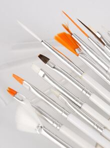 美甲刷套裝，15入組凝膠美甲繪畫套件刷子，花卉繪圖筆凝膠指甲油繪畫刷美甲筆套件美甲美甲拋光筆工具，適合家庭使用和專業美甲沙龍 - 白色 - 查看 3