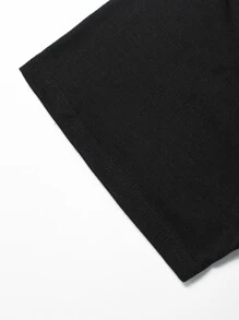 Manfinity Homme 男士拼接面T恤 - 黑色 - 查看 8