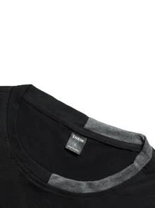 Manfinity Homme 男士拼接面T恤 - 黑色 - 查看 5