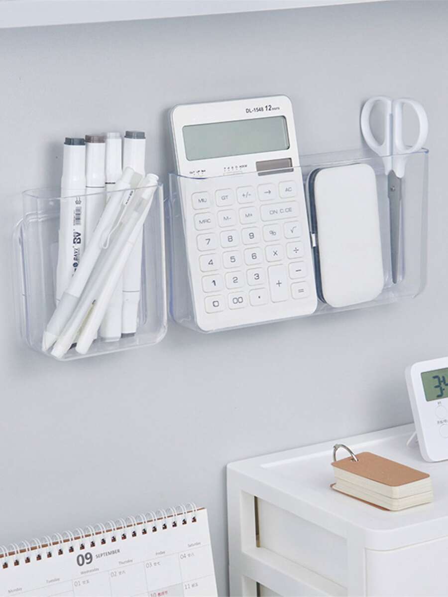 1pc Clear Wall Mounted Stationery Storage Box - Clear - View 1