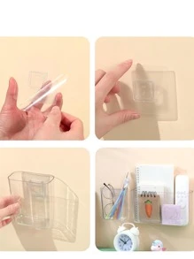 1pc Clear Wall Mounted Stationery Storage Box - Clear - View 5