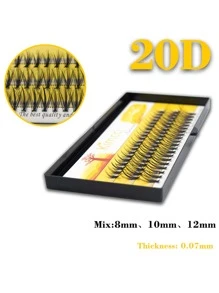 KIMCCI 1盒0.07MM朵毛,自然厚嫁接假睫毛單簇種植,送給女士妻子姐妹青少年女朋友,適用於睫毛延長 - 黑色 - 查看 1