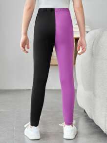 SHEIN Chicas Leggings con estampado de mariposa de dos tonos - Multicolor - Ver 2