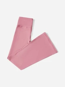 SHEIN Girls Tummy Control Flare Leg Trousers - Dusty Pink - View 2