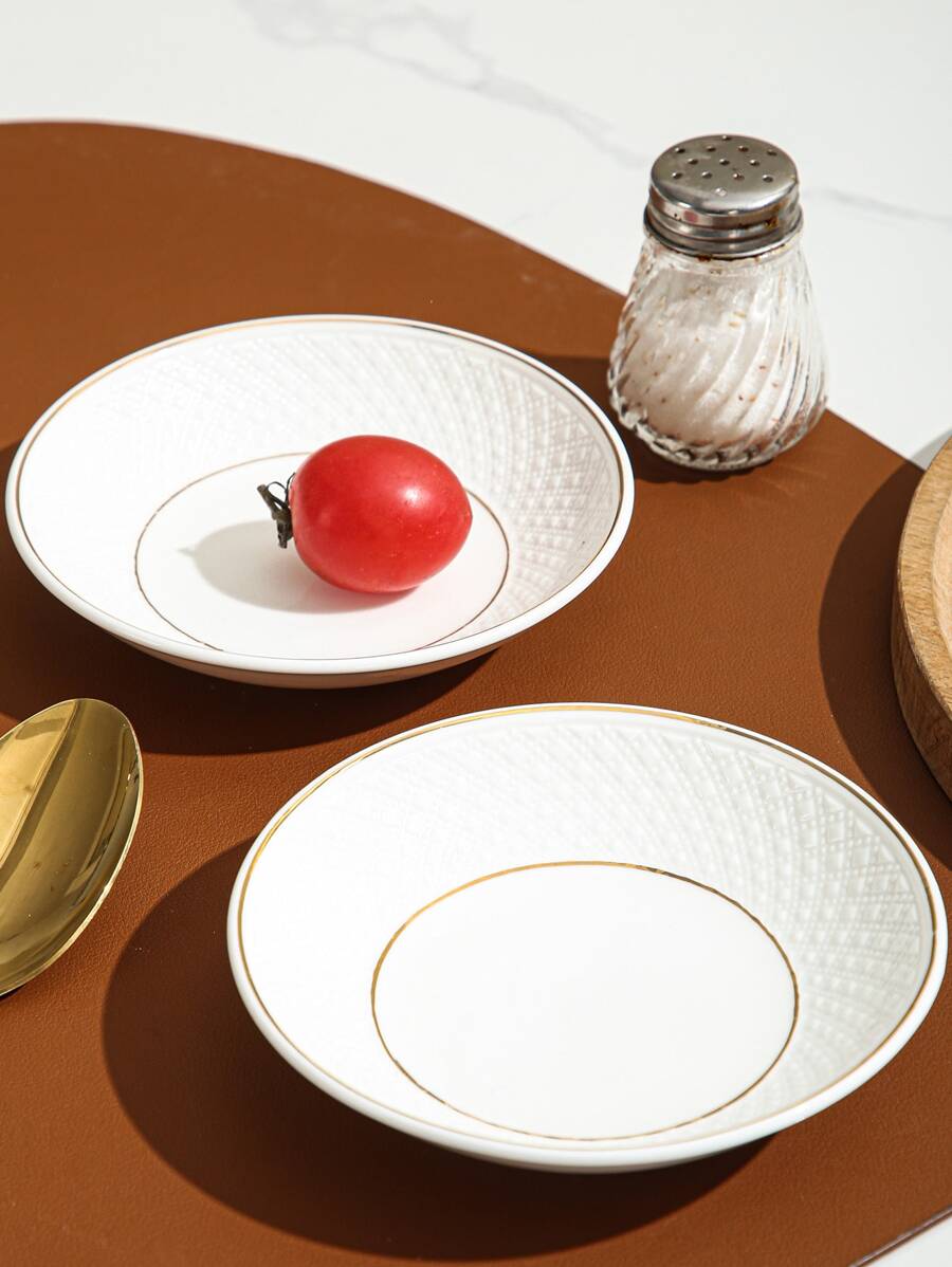 1pc Porcelain Plate, White Dinner Plate For Dining Table - White - View 1