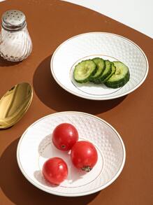 1pc Porcelain Plate, White Dinner Plate For Dining Table - White - View 2