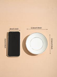 1pc Porcelain Plate, White Dinner Plate For Dining Table - White - View 3