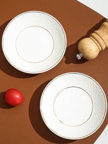 1pc Porcelain Plate, White Dinner Plate For Dining Table - White - View 5